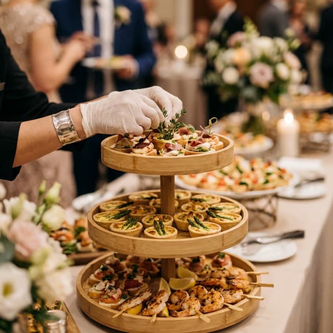 3-Tier Circular Bamboo Serving Tray factory